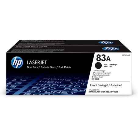 HP 83A - Lot de 2 - Toner Noir - 1 500 pages