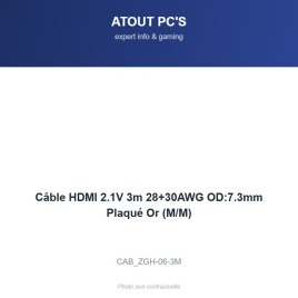 Câble HDMI 2.1V 3m 28+30AWG OD:7.3mm Plaqué Or (M/M)