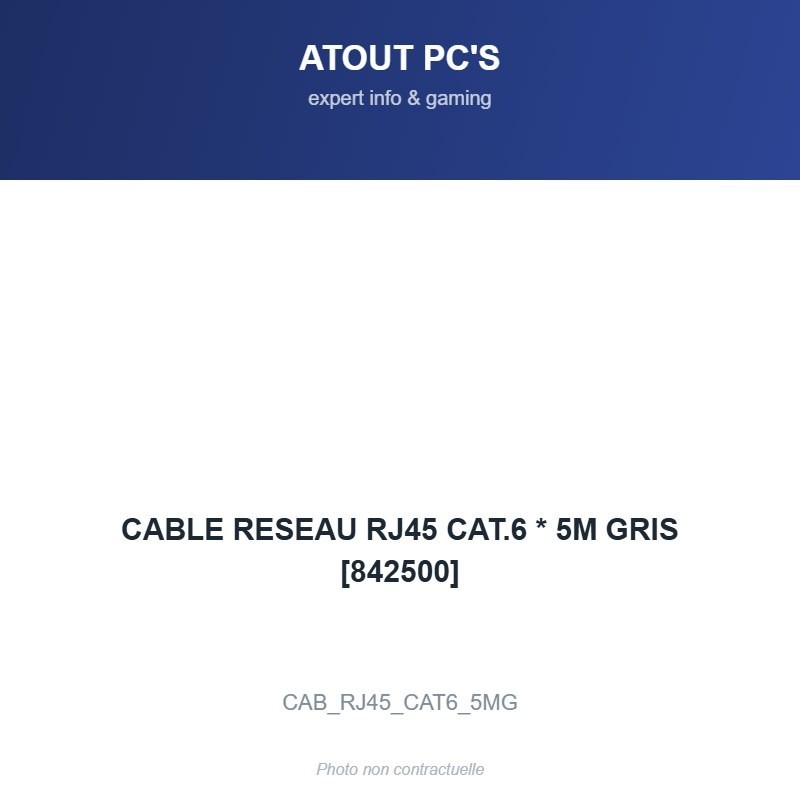 CABLE RESEAU RJ45 CAT.6 * 5M GRIS [842500]