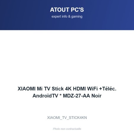 XIAOMI Mi TV Stick 4K HDMI WiFi +Téléc. AndroïdTV * MDZ-27-AA Noir
