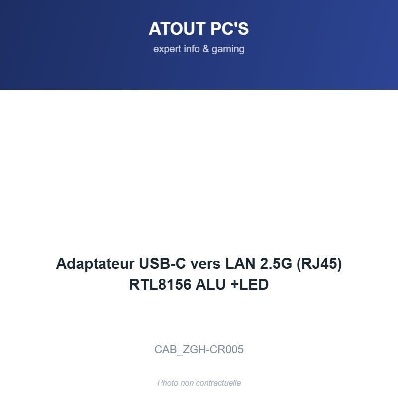 Adaptateur USB-C vers LAN 2.5G (RJ45) RTL8156 ALU +LED