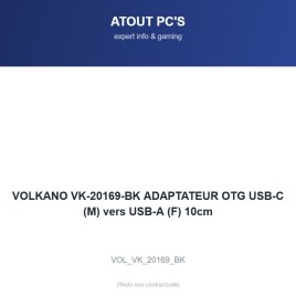 VOLKANO VK-20169-BK ADAPTATEUR OTG USB-C (M) vers USB-A (F) 10cm