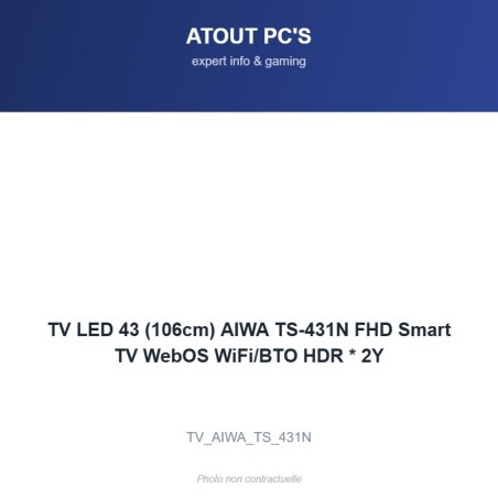 TV LED 43 (106cm) AIWA TS-431N FHD Smart TV WebOS WiFi/BTO HDR * 2Y