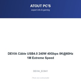 DEVIA Câble USB4.0 240W 40Gbps 8K@60Hz 1M Extreme Speed