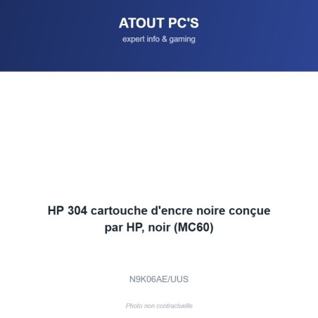 HP 304 cartouche d'encre noire conçue par HP, noir (MC60)