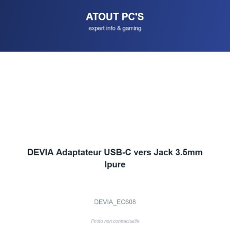 DEVIA Adaptateur USB-C vers Jack 3.5mm Ipure