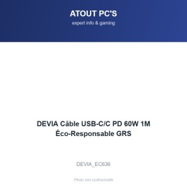 DEVIA Câble USB-C/C PD 60W 1M Éco-Responsable GRS