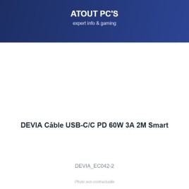 DEVIA Câble USB-C/C PD 60W 3A 2M Smart