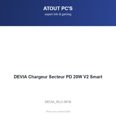 DEVIA Chargeur Secteur PD 20W V2 Smart
