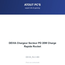 DEVIA Chargeur Secteur PD 20W Charge Rapide Rocket