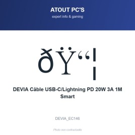 DEVIA Câble USB-C/Lightning PD 20W 3A 1M Smart