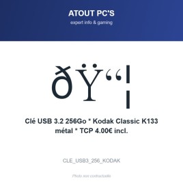 Clé USB 3.2 256Go * Kodak Classic K133 métal * TCP 4.00€ incl.
