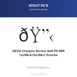 DEVIA Chargeur Secteur GaN PD 65W 1xUSB-A+2xUSB-C Extreme