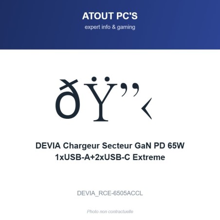 DEVIA Chargeur Secteur GaN PD 65W 1xUSB-A+2xUSB-C Extreme