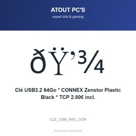 Clé USB3.2 64Go * CONNEX Zenstor Plastic Black * TCP 2.80€ incl.
