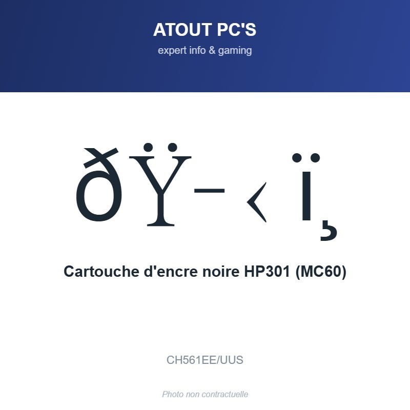 Cartouche d'encre noire HP301 (MC60)