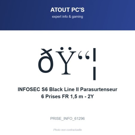 INFOSEC S6 Black Line II Parasurtenseur 6 Prises FR 1,5 m - 2Y