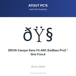 DEVIA Casque Sans Fil ANC EarBass Pro2 * Gris Foncé