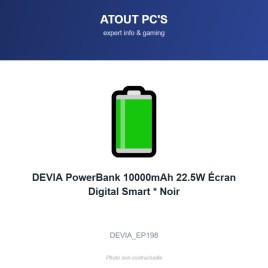 DEVIA PowerBank 10000mAh 22.5W Écran Digital Smart * Noir