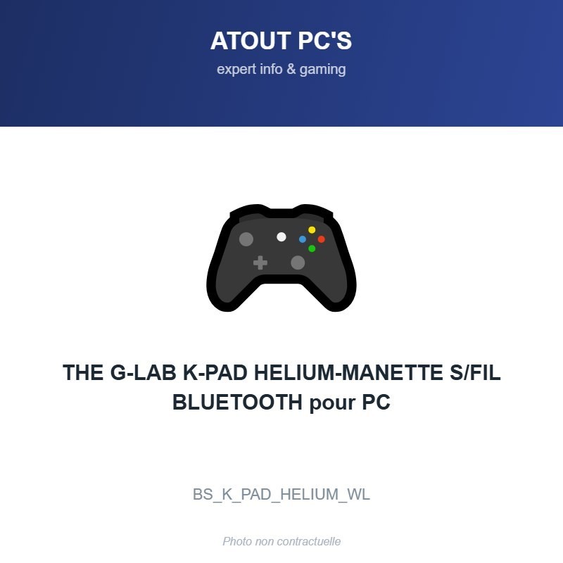 THE G-LAB K-PAD HELIUM-MANETTE S/FIL BLUETOOTH pour PC