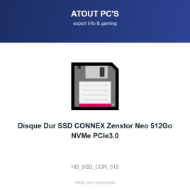 Disque Dur SSD CONNEX Zenstor Neo 512Go NVMe PCIe3.0