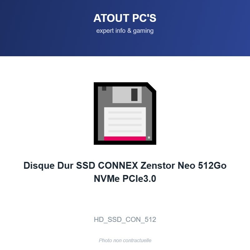 Disque Dur SSD CONNEX Zenstor Neo 512Go NVMe PCIe3.0