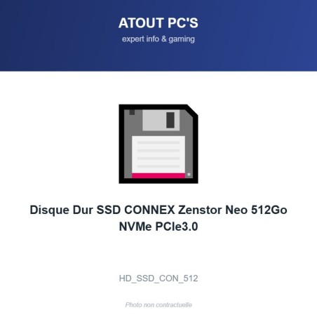 Disque Dur SSD CONNEX Zenstor Neo 512Go NVMe PCIe3.0
