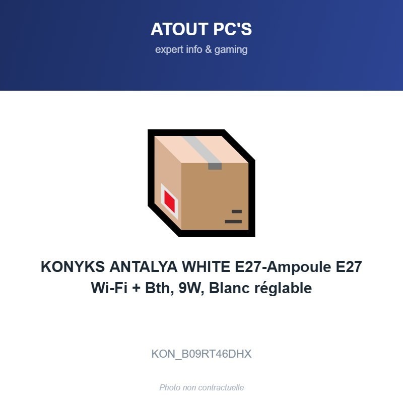 KONYKS ANTALYA WHITE E27-Ampoule E27 Wi-Fi + Bth, 9W, Blanc réglable