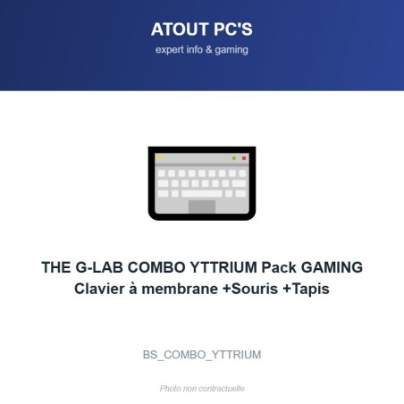 THE G-LAB COMBO YTTRIUM Pack GAMING Clavier à membrane +Souris +Tapis