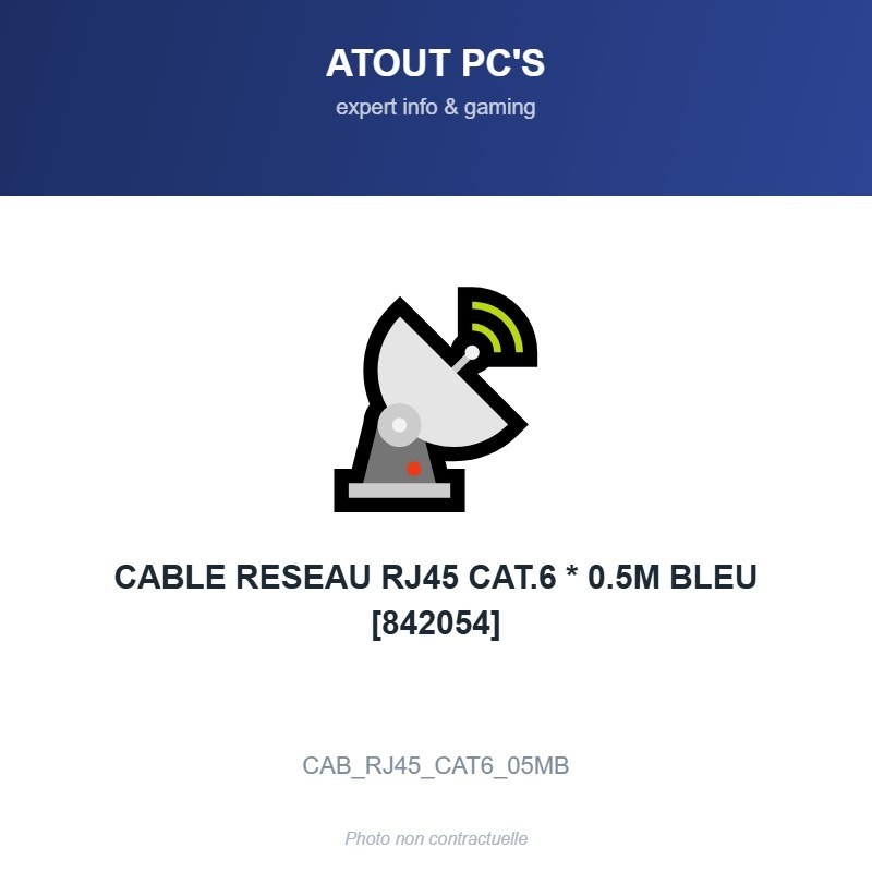 CABLE RESEAU RJ45 CAT.6 * 0.5M BLEU [842054]