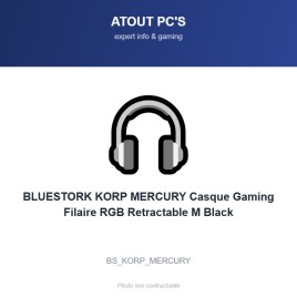 BLUESTORK KORP MERCURY Casque Gaming Filaire RGB Retractable M Black