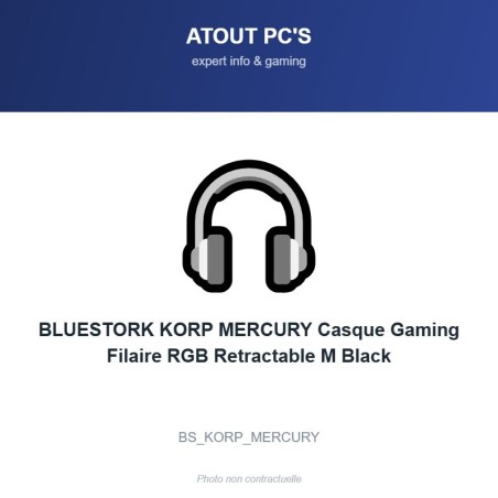 BLUESTORK KORP MERCURY Casque Gaming Filaire RGB Retractable M Black
