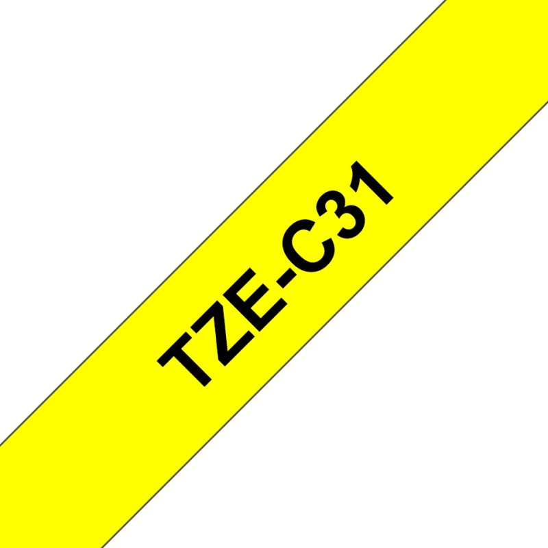 Brother TZEC31noir/jaune fluo 12mm