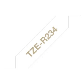 Brother TZER234 Ruban Or / Blanc 12mm