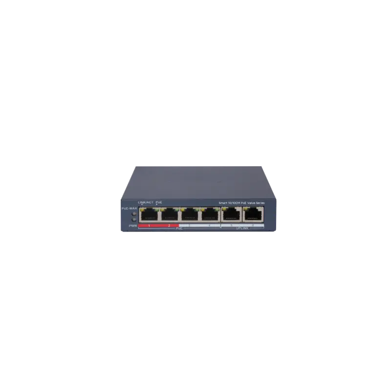 Hikvision Switch reseau 6 ports Fast Ethernet dont 4 PoE+ manage L2