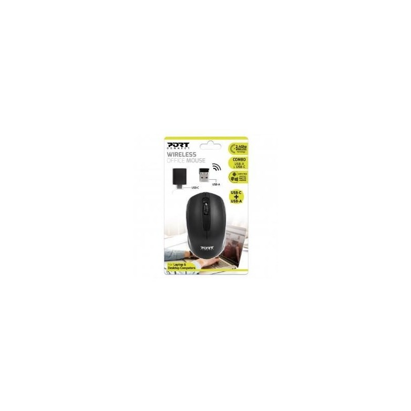 Souris optique sans fil 3 boutons et molette de défilement Connectivité USB-C et USB-A Technologie sans fil 2,4 Ghz (por