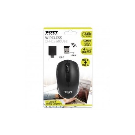 Souris optique sans fil 3 boutons et molette de défilement Connectivité USB-C et USB-A Technologie sans fil 2,4 Ghz (por