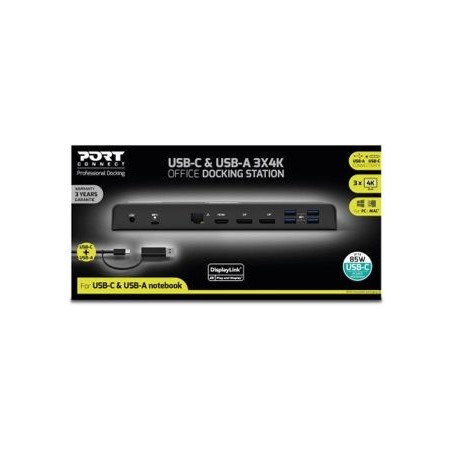 Station d'accueil à triple écran avec une puissance de 85 W Connectivité double USB Type C et USB 3.0 Charge les ordinat
