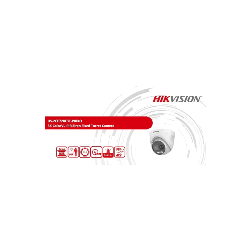 Hikvision Caméra Turret 3K ColorVu avec Dissuasion Active (PIR, Sirène)