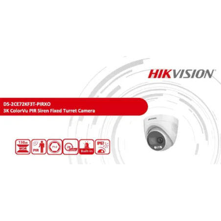 Hikvision Caméra Turret 3K ColorVu avec Dissuasion Active (PIR, Sirène)