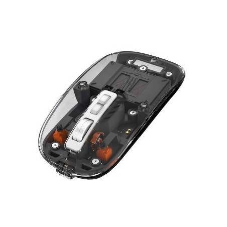 SOURIS TRANSPARENTE À CONNEXIONS MULTIPLES Multi-connexion : Double Bluetooth (portée de 10 m) et USB-A DPI commutables