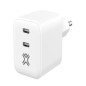 POWER DELIVERY DOUBLE USB-C CHARGEUR MURAL 65W - pour MacBook Pro 13' - 2 * USB-C 30W certifié GRS - 100% plastique recy