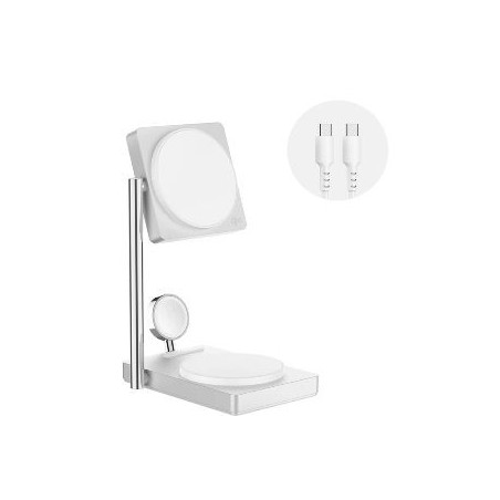 X-STATION-PRO : SUPPORT 3 EN 1 Qi2 - Charge rapide 15W pour iPhone 10W pour les AirPods ou un second iPhone Charge rapid