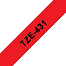 RUBAN TZE431 12 mm Noir / Red | Atout PC's Reunion