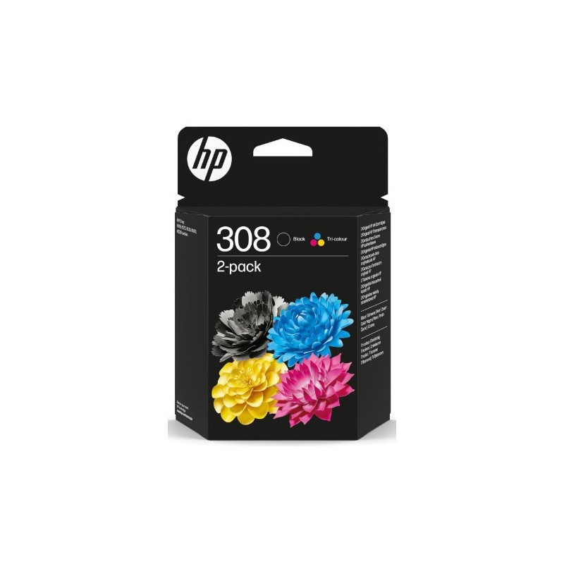 HP 308 Black/Tri-Color Ink Cartridge Combo 2-Pack/COMMANDE