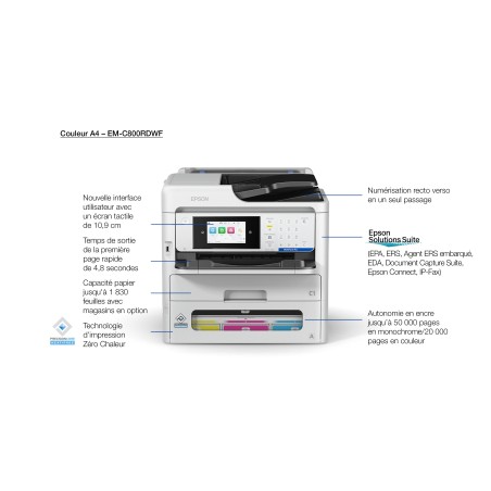 WorkForce Pro EM-C800 RDWF - MFP A4 COULEUR SCAN | Atout PC's Reunion