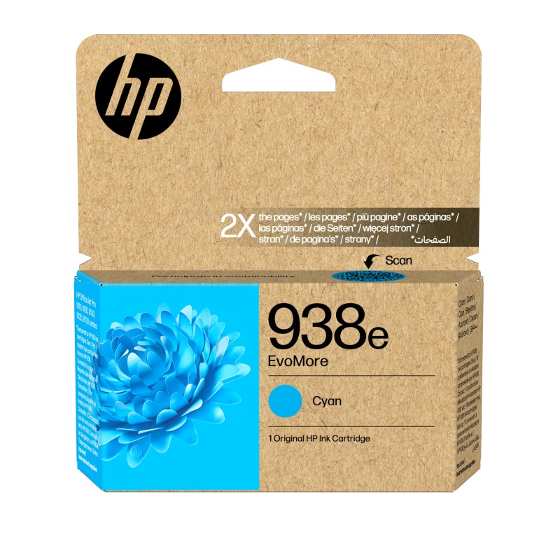 HP 938e Cartouche d’encre Cyan XL EvoMore - 1 650 pages