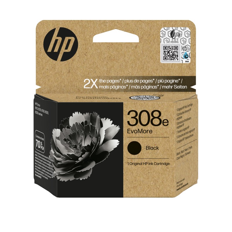 HP 308e EvoMore Black Original Ink Cartridge/COMMANDE
